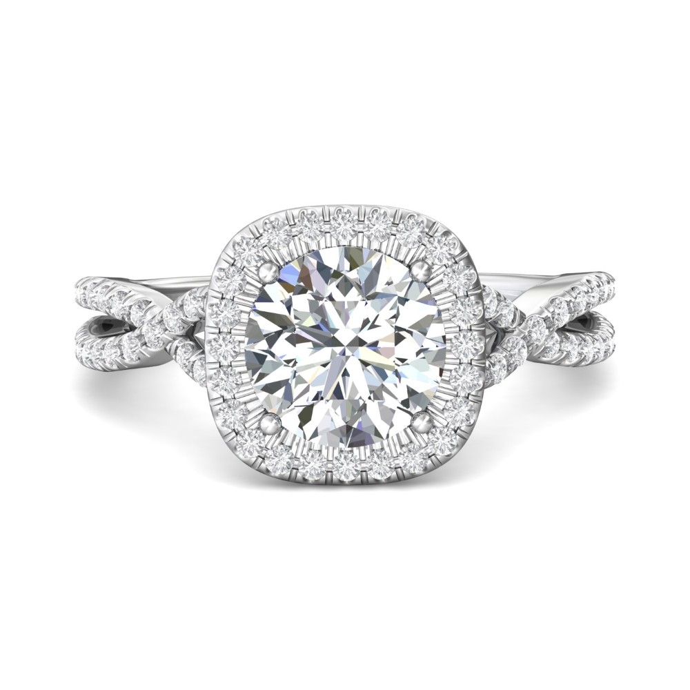 FlyerFit® 14K White Gold Split Shank Engagement Ring