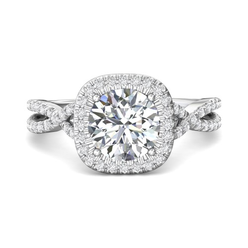 FlyerFit® 14K White Gold Split Shank Engagement Ring