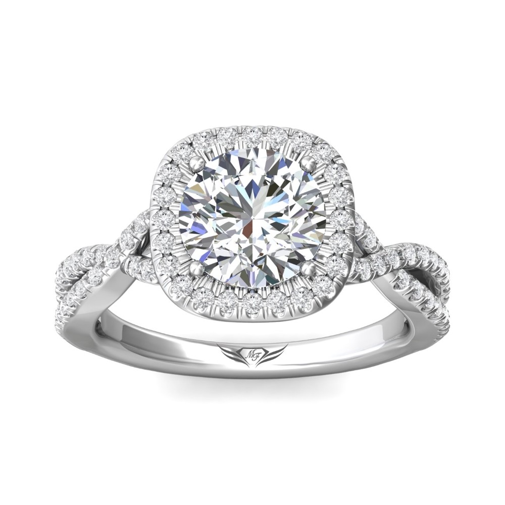 FlyerFit® 14K White Gold Split Shank Engagement Ring