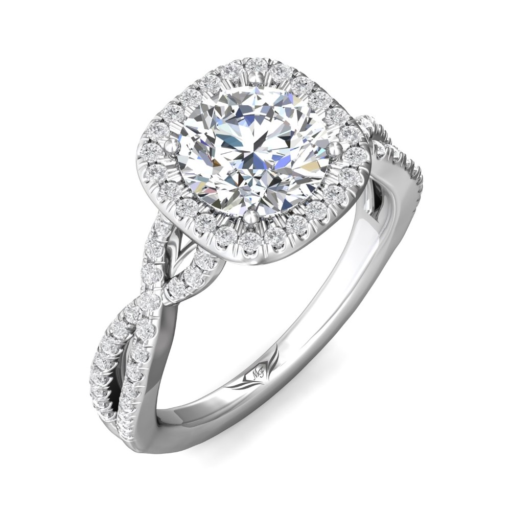 FlyerFit® 14K White Gold Split Shank Engagement Ring