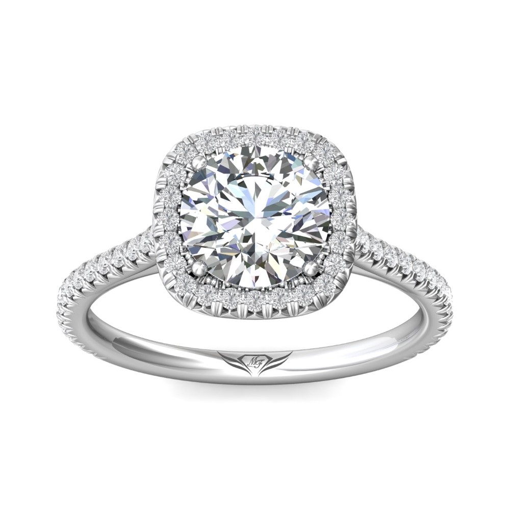 FlyerFit® 14K White Gold Micropave Halo Engagement Ring