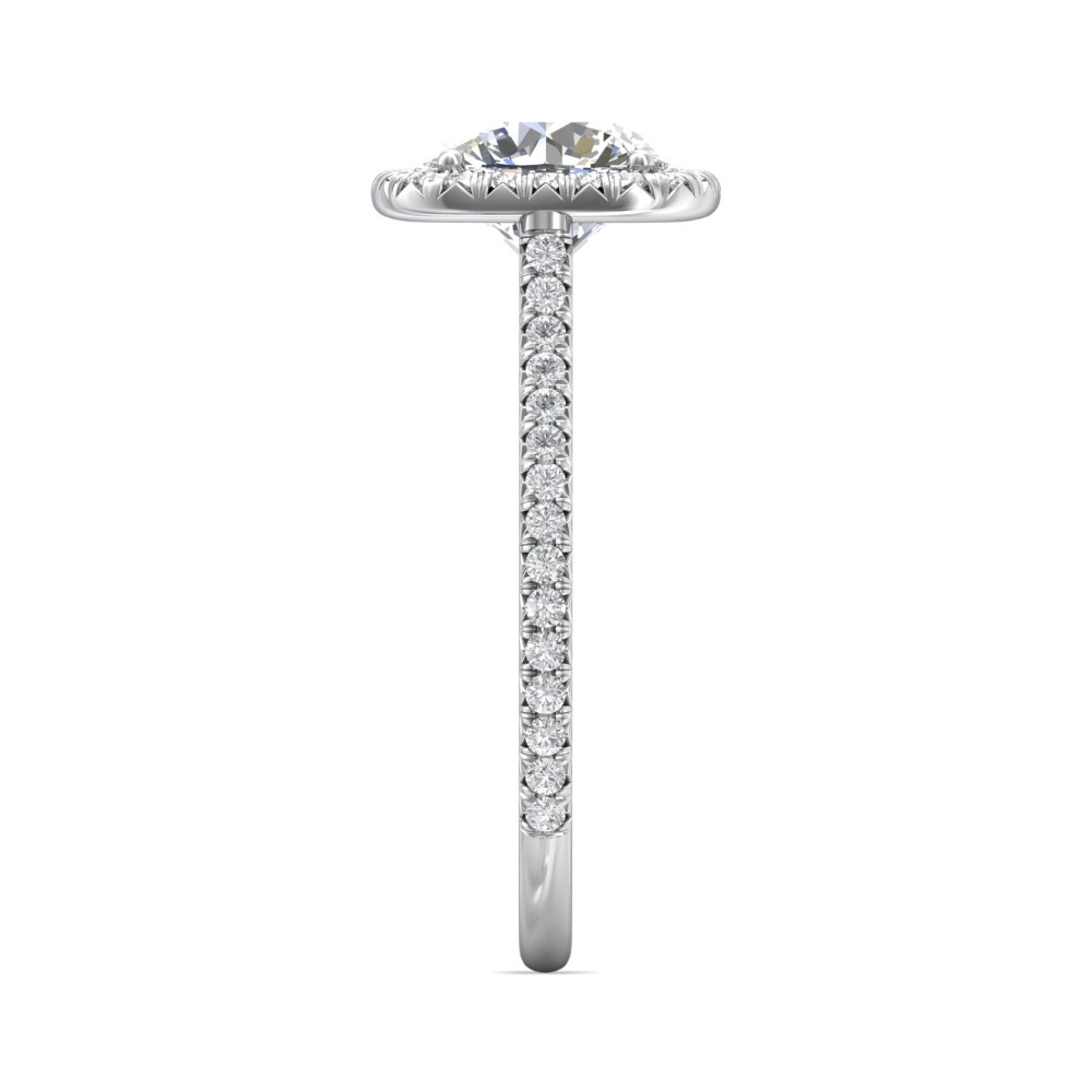 FlyerFit® 14K White Gold Micropave Halo Engagement Ring