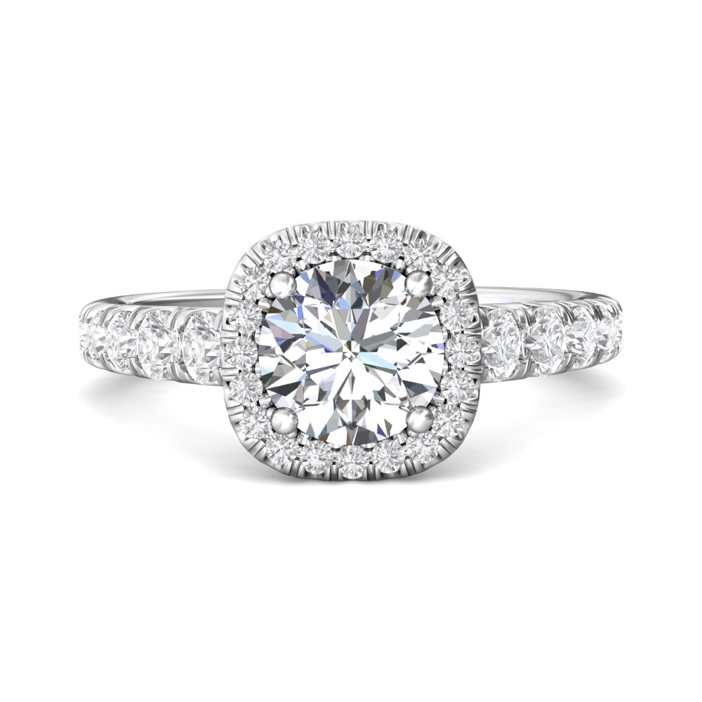 FlyerFit® 14K White Gold Micropave Halo Engagement Ring