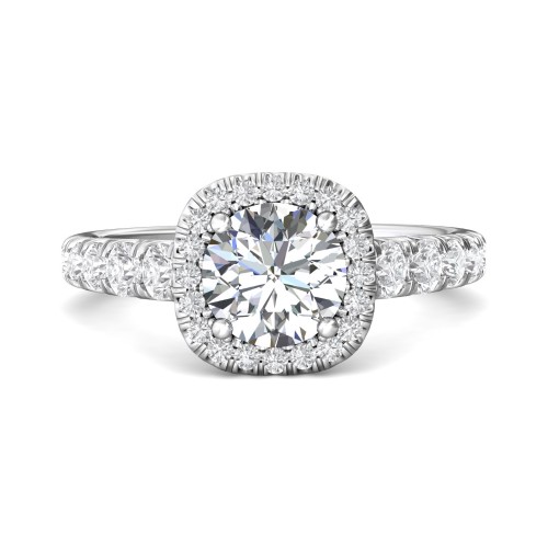 FlyerFit® 14K White Gold Micropave Halo Engagement Ring
