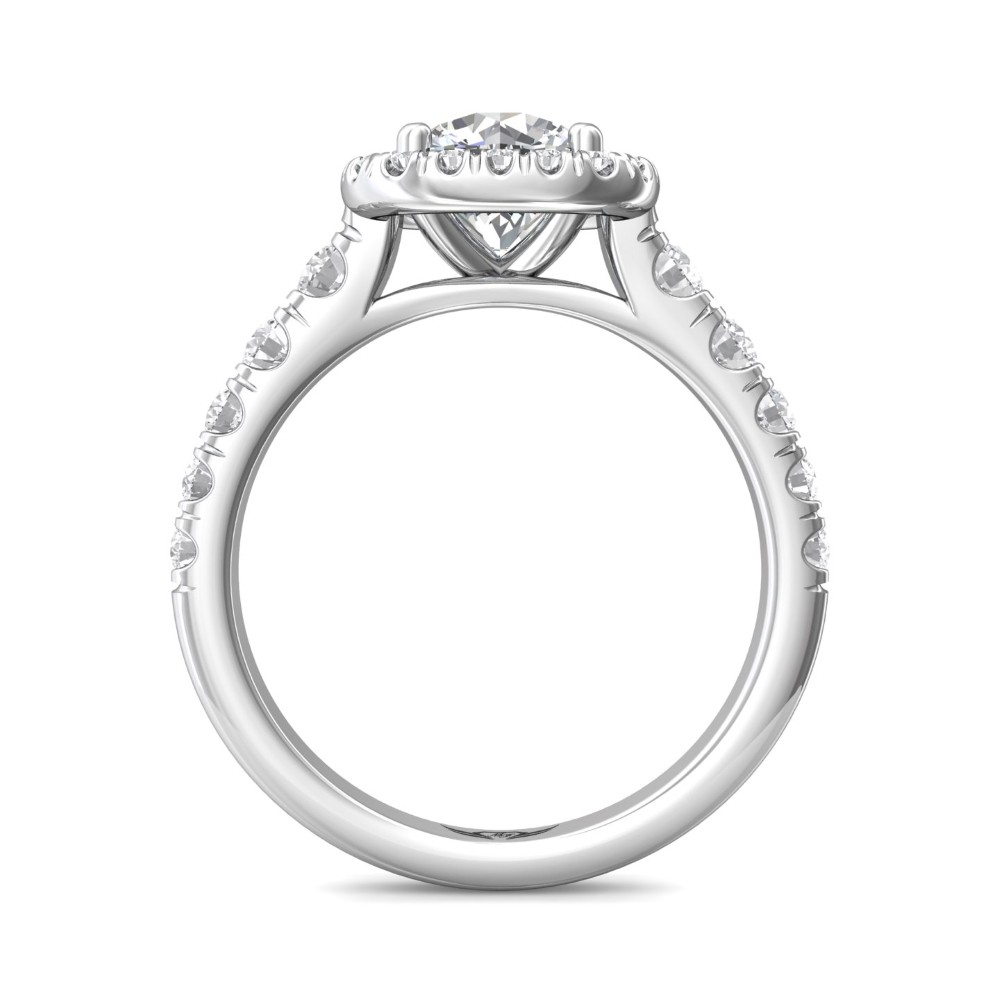 FlyerFit® 14K White Gold Micropave Halo Engagement Ring