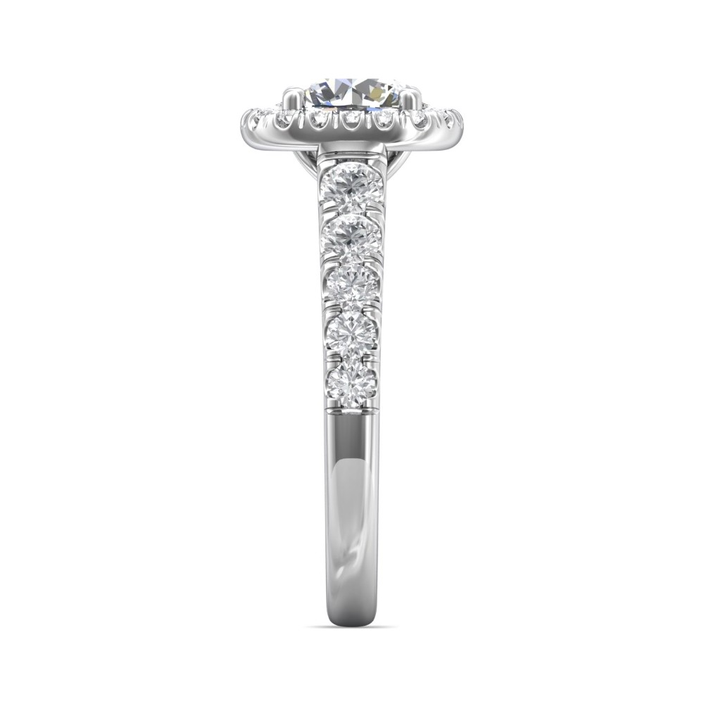 FlyerFit® 14K White Gold Micropave Halo Engagement Ring