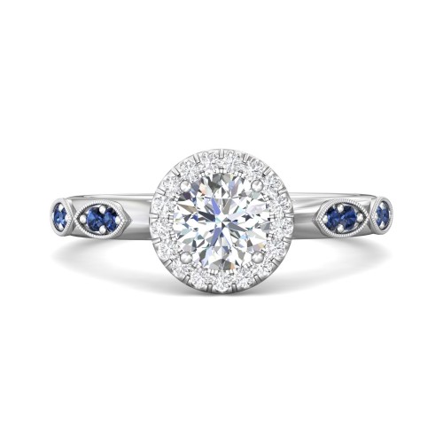 FlyerFit® 14K White Gold Micropave Halo Engagement Ring