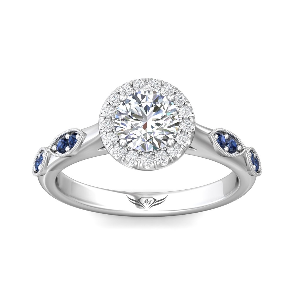 FlyerFit® 14K White Gold Micropave Halo Engagement Ring