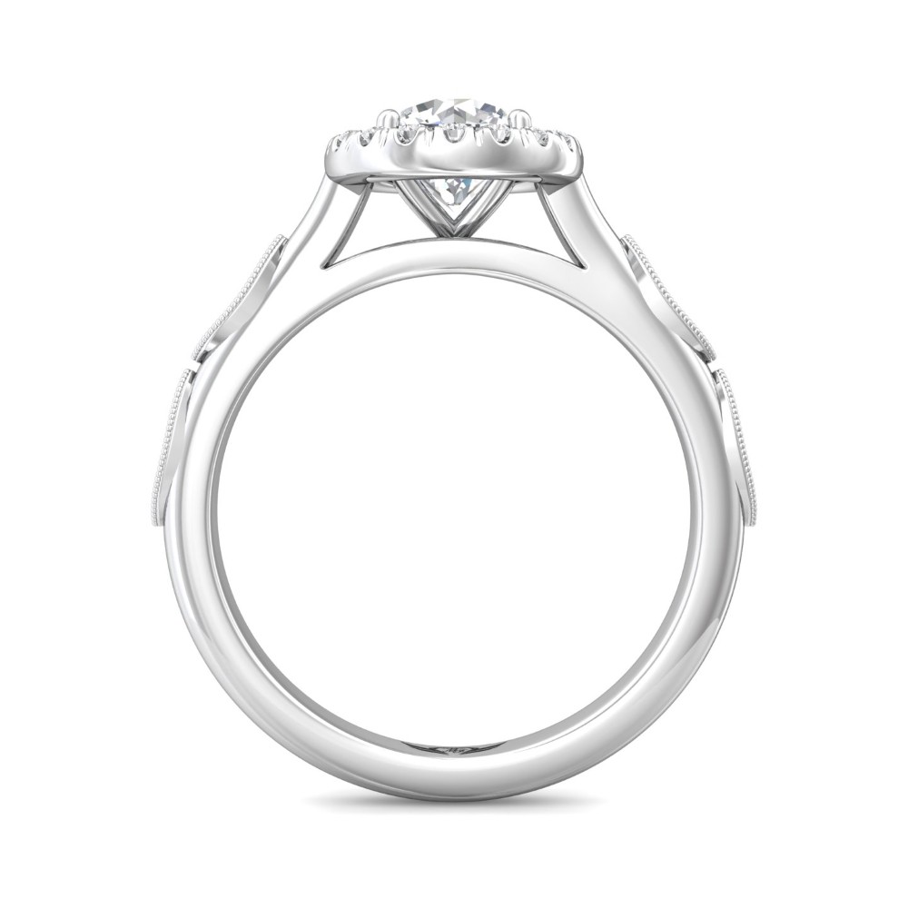 FlyerFit® 14K White Gold Micropave Halo Engagement Ring