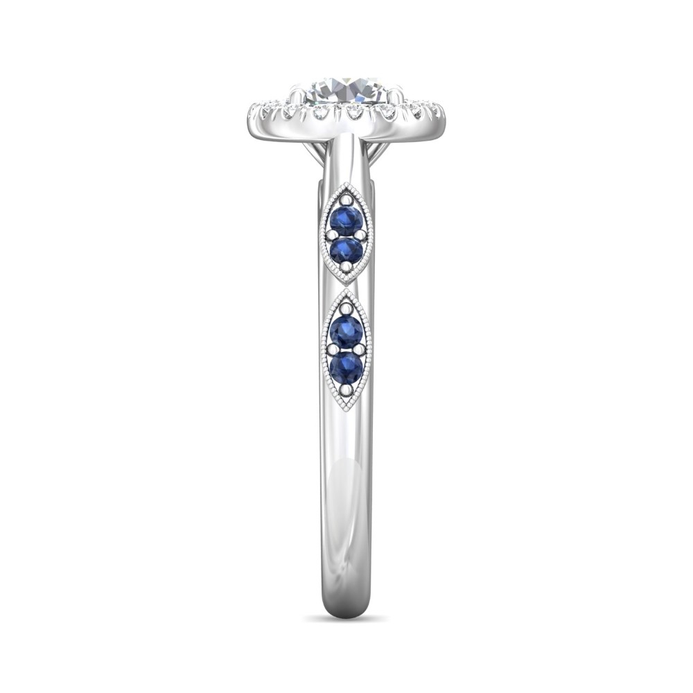 FlyerFit® 14K White Gold Micropave Halo Engagement Ring