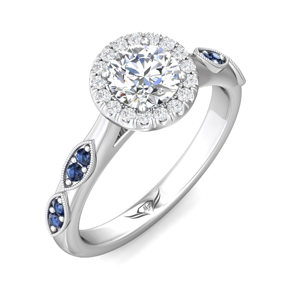 FlyerFit® 14K White Gold Micropave Halo Engagement Ring