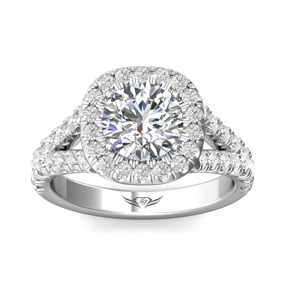 FlyerFit® 14K White Gold Split Shank Engagement Ring