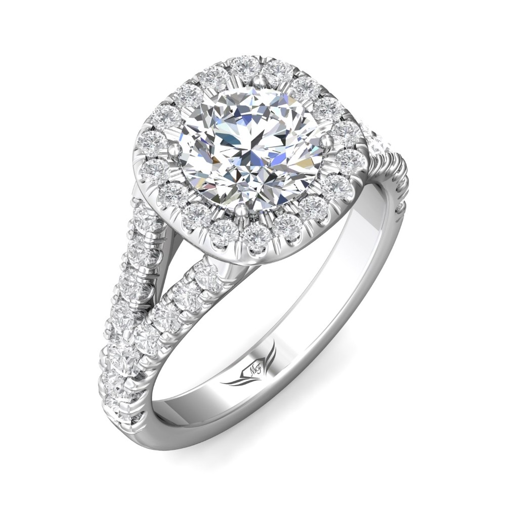 FlyerFit® 14K White Gold Split Shank Engagement Ring