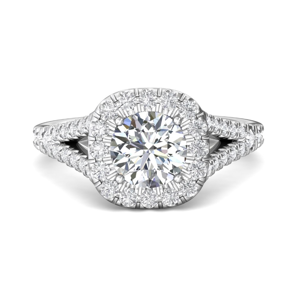 FlyerFit® 14K White Gold Split Shank Engagement Ring