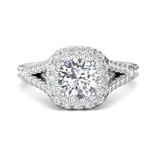 FlyerFit® 14K White Gold Split Shank Engagement Ring