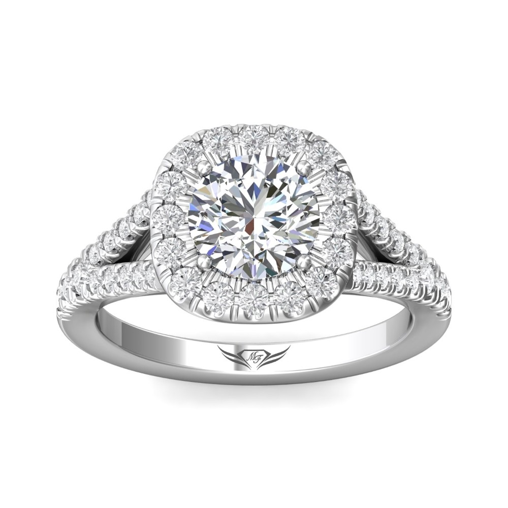 FlyerFit® 14K White Gold Split Shank Engagement Ring