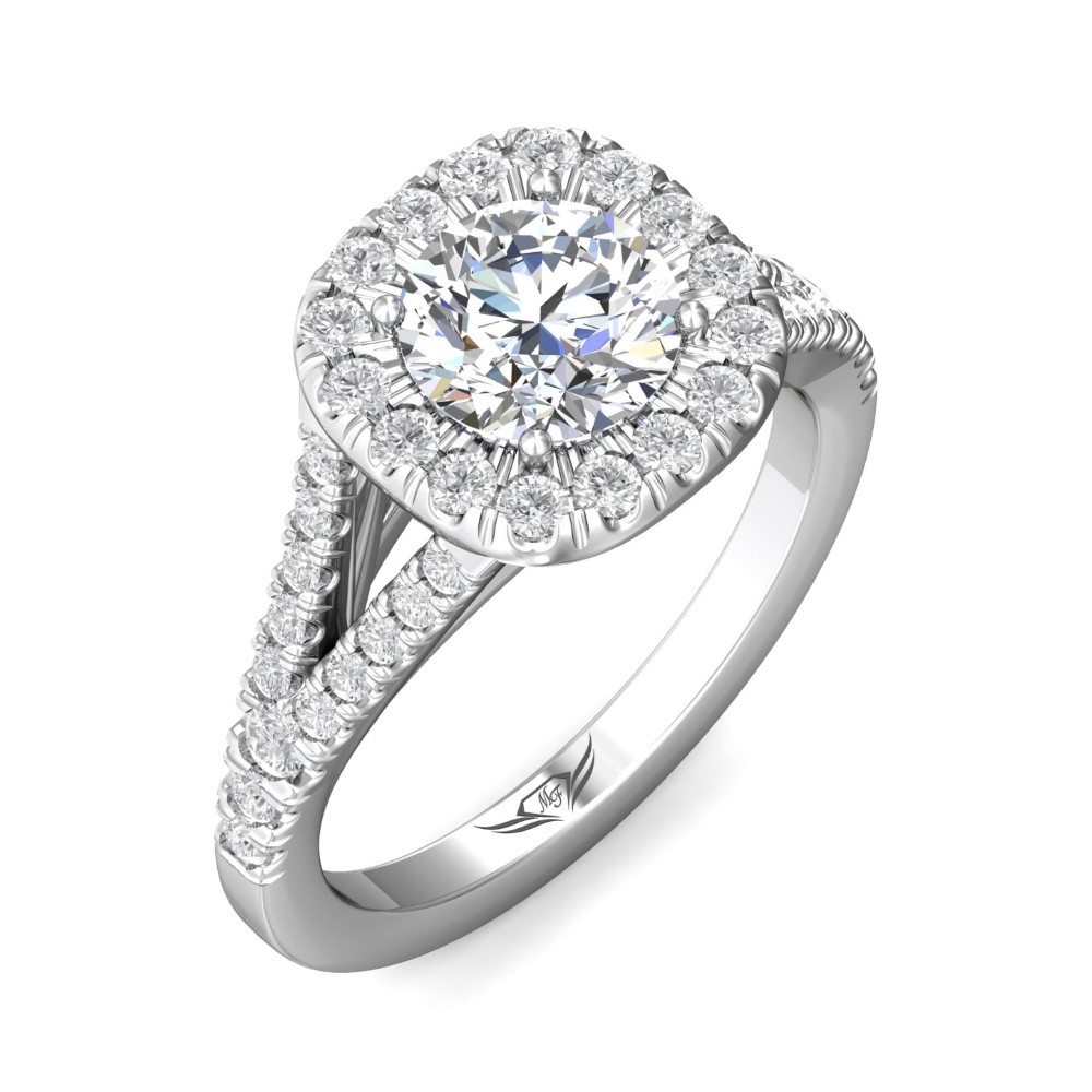 FlyerFit® 14K White Gold Split Shank Engagement Ring