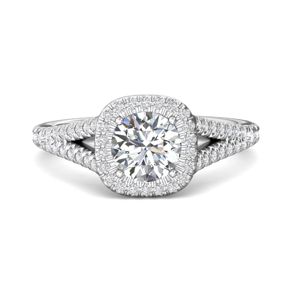 FlyerFit® 14K White Gold Split Shank Engagement Ring