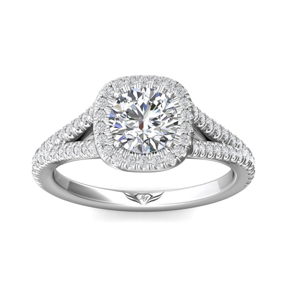FlyerFit® 14K White Gold Split Shank Engagement Ring