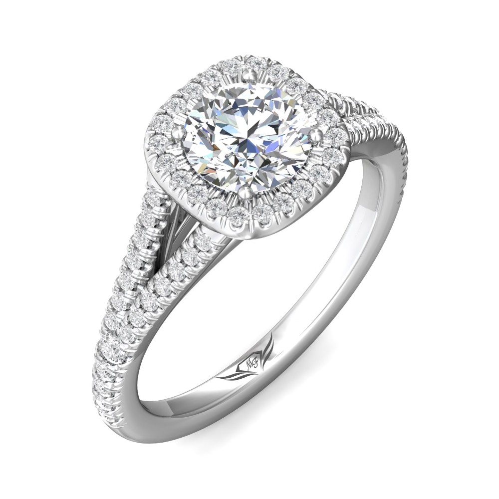 FlyerFit® 14K White Gold Split Shank Engagement Ring