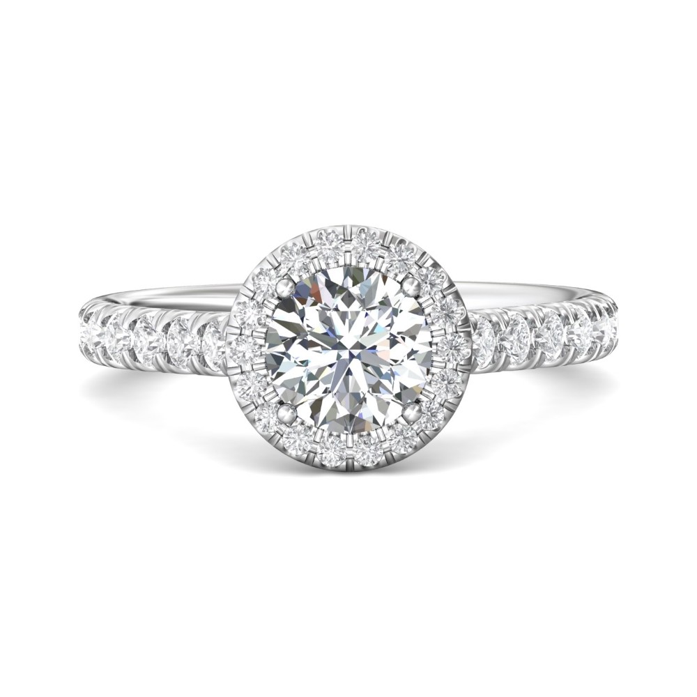 FlyerFit® 14K White Gold Micropave Halo Engagement Ring