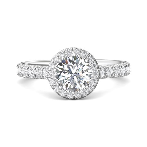 FlyerFit® 14K White Gold Micropave Halo Engagement Ring