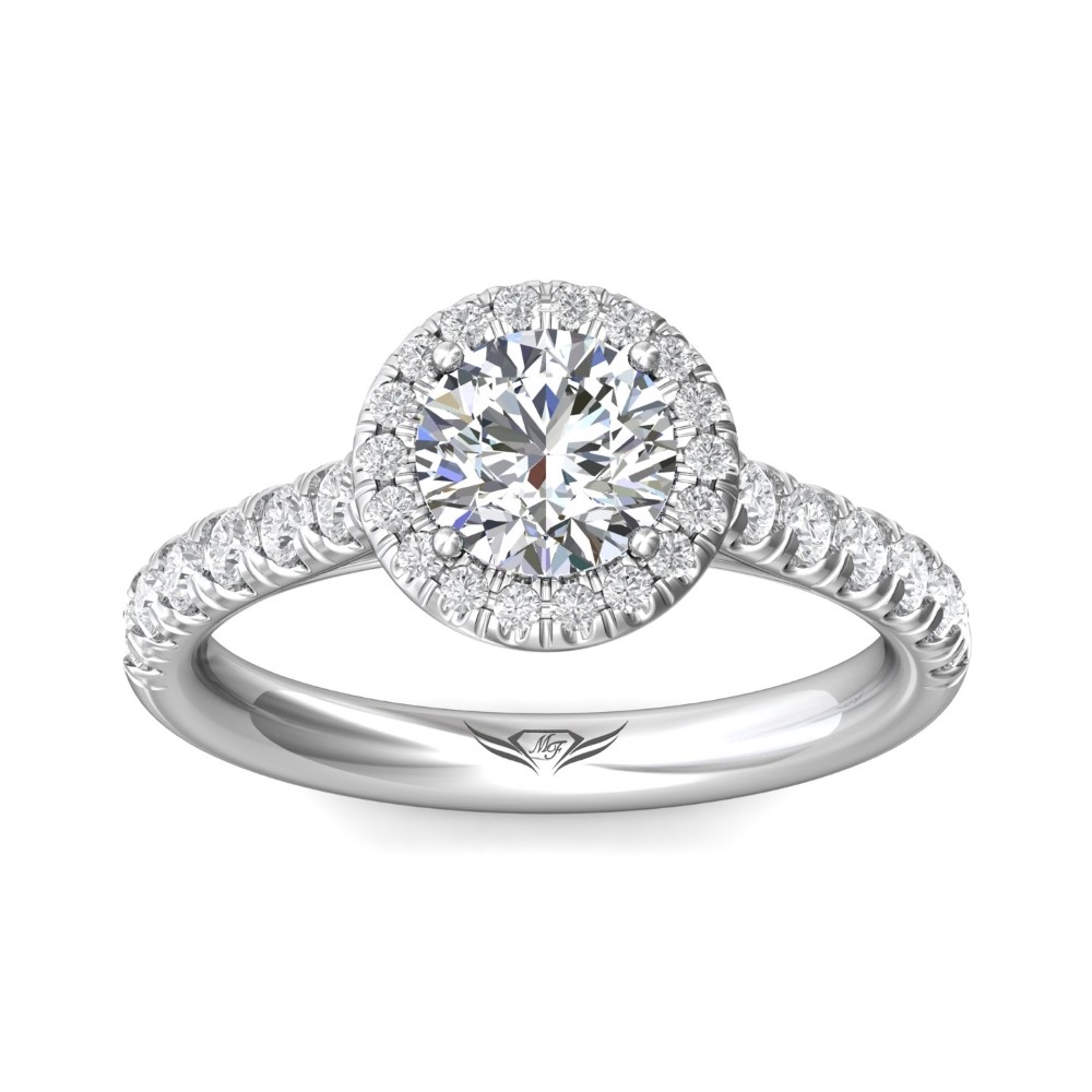 FlyerFit® 14K White Gold Micropave Halo Engagement Ring