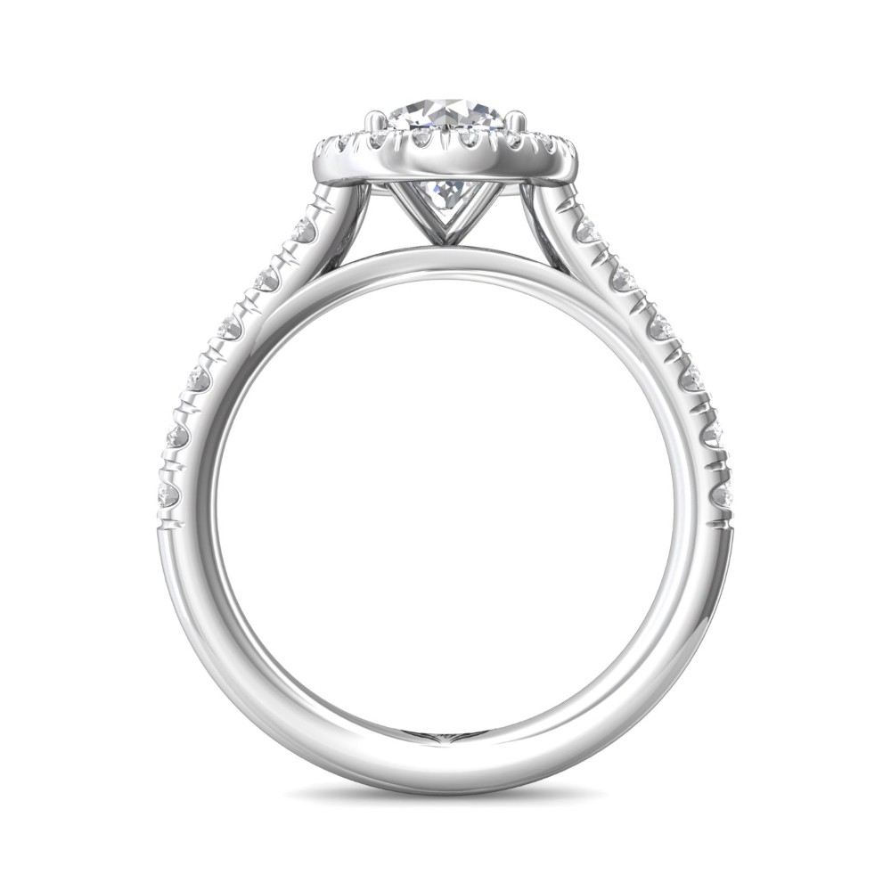 FlyerFit® 14K White Gold Micropave Halo Engagement Ring