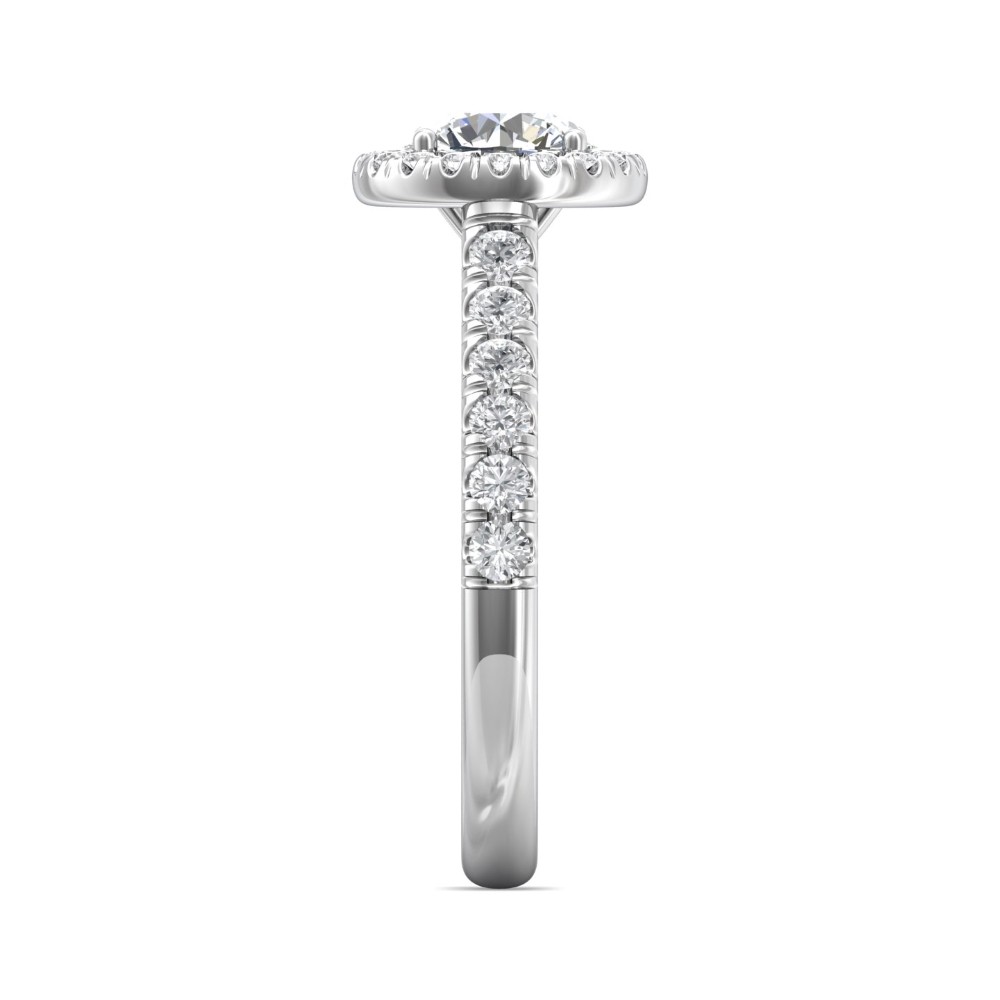 FlyerFit® 14K White Gold Micropave Halo Engagement Ring