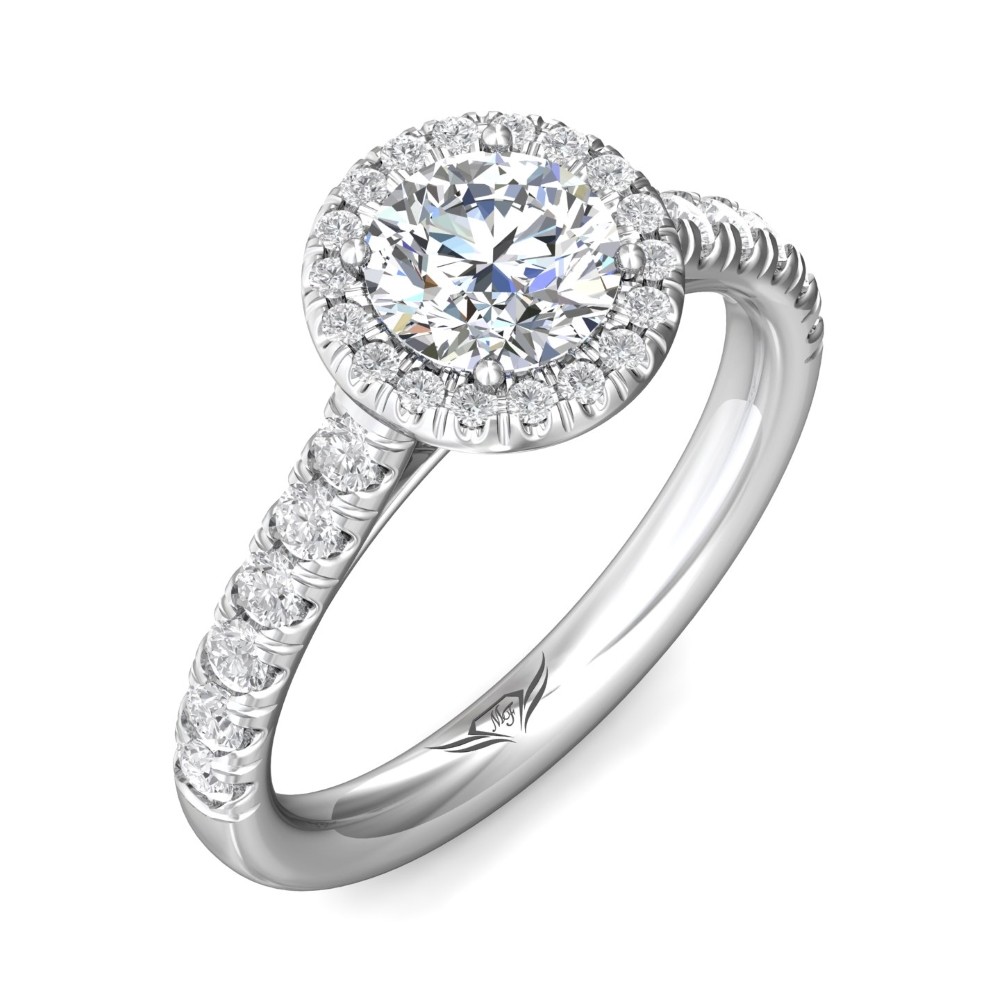 FlyerFit® 14K White Gold Micropave Halo Engagement Ring