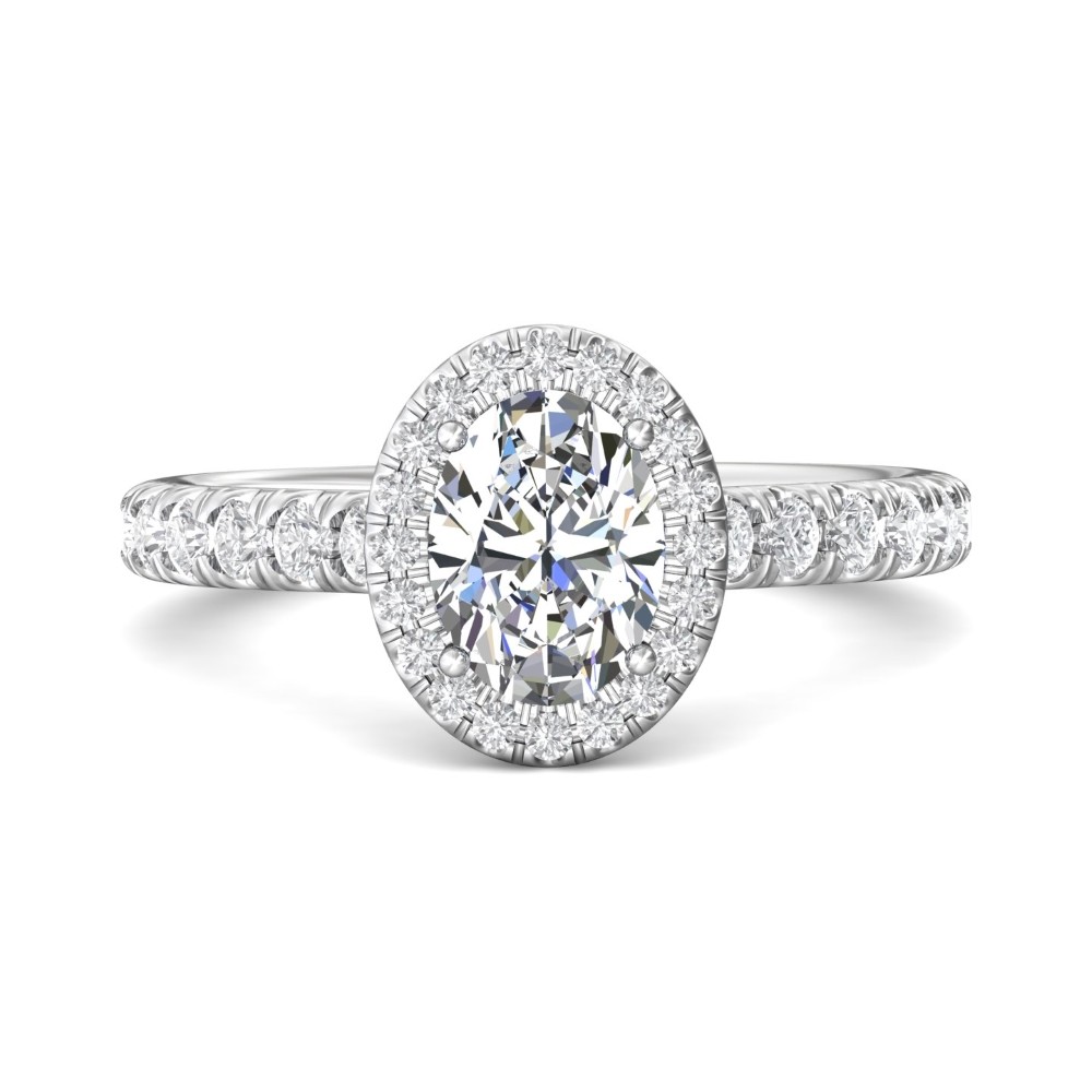 FlyerFit® 14K White Gold Micropave Halo Engagement Ring