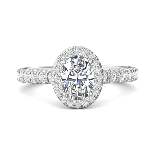 FlyerFit® 14K White Gold Micropave Halo Engagement Ring