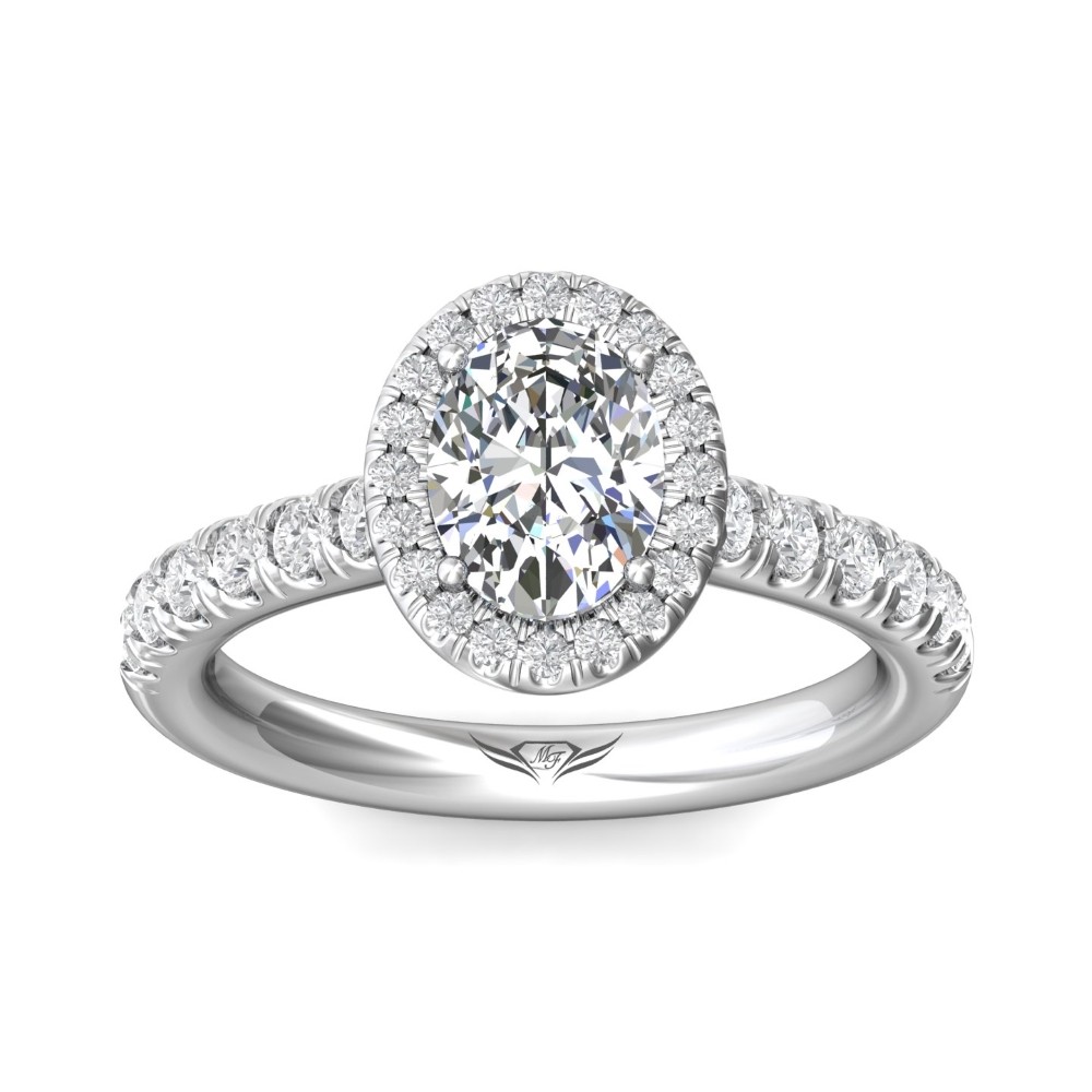 FlyerFit® 14K White Gold Micropave Halo Engagement Ring