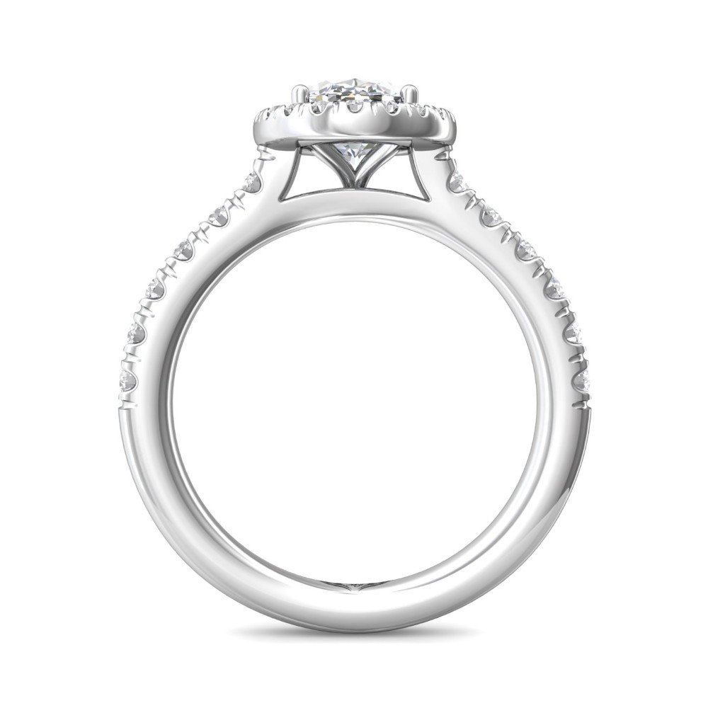 FlyerFit® 14K White Gold Micropave Halo Engagement Ring