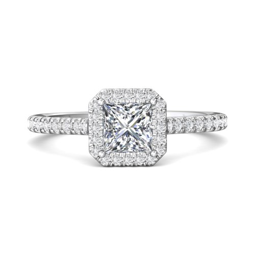 FlyerFit® 14K White Gold Micropave Halo Engagement Ring