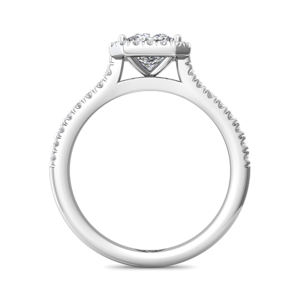 FlyerFit® 14K White Gold Micropave Halo Engagement Ring