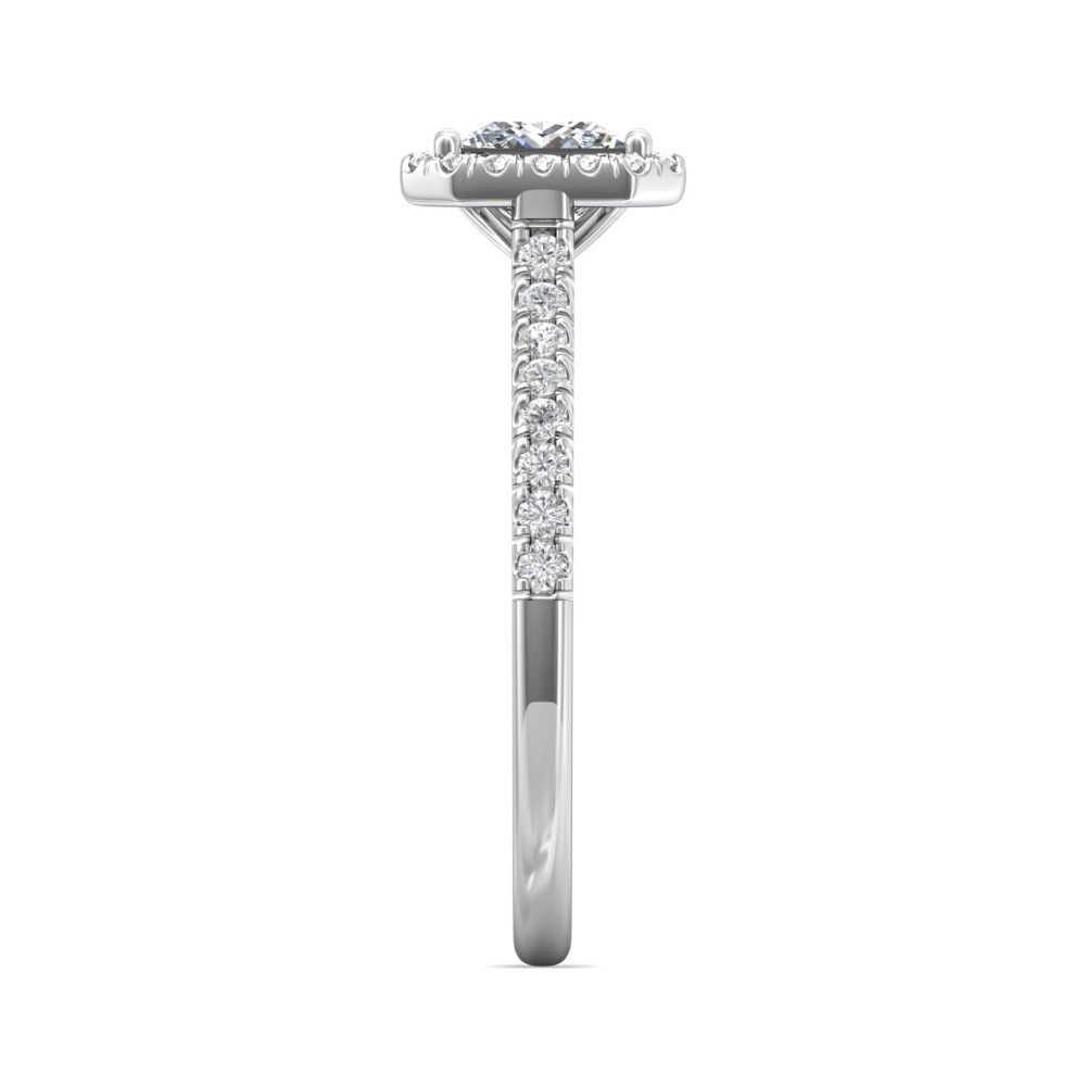 FlyerFit® 14K White Gold Micropave Halo Engagement Ring