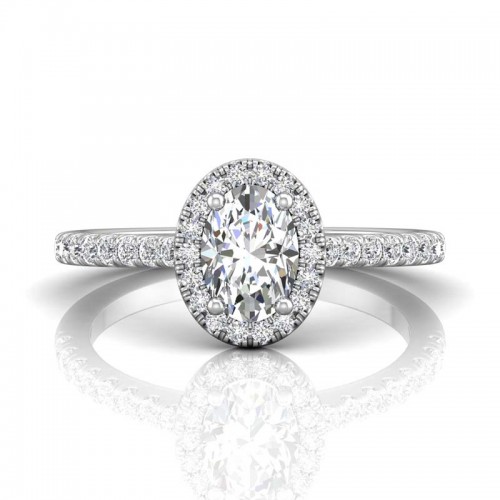 FlyerFit® 14K White Gold Micropave Halo Engagement Ring