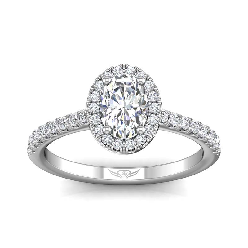 FlyerFit® 14K White Gold Micropave Halo Engagement Ring