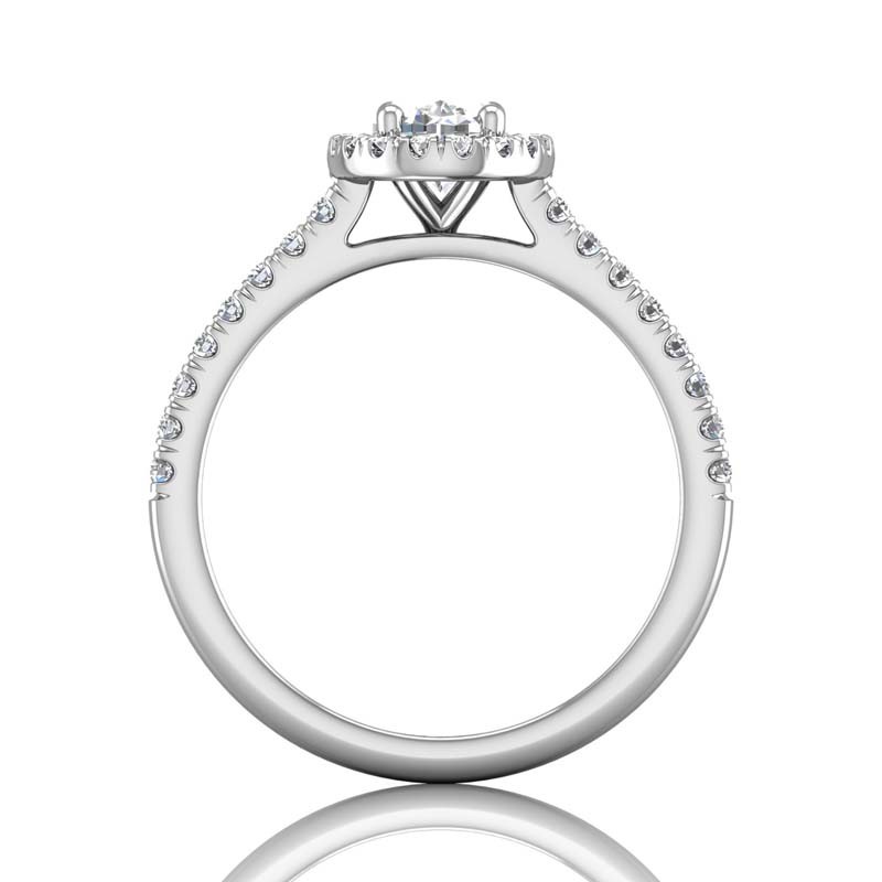 FlyerFit® 14K White Gold Micropave Halo Engagement Ring