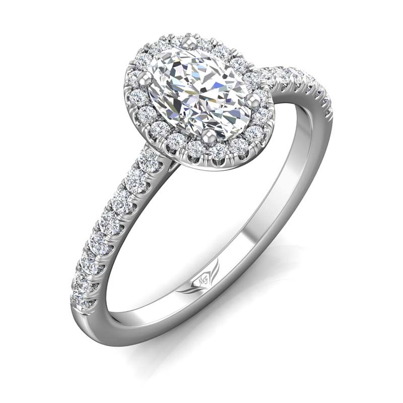 FlyerFit® 14K White Gold Micropave Halo Engagement Ring