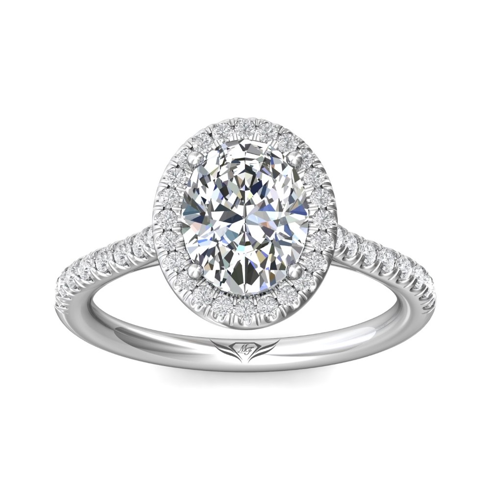 FlyerFit® 14K White Gold Micropave Halo Engagement Ring