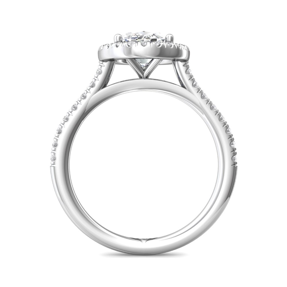 FlyerFit® 14K White Gold Micropave Halo Engagement Ring