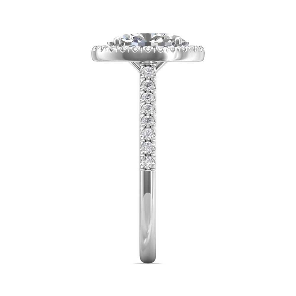 FlyerFit® 14K White Gold Micropave Halo Engagement Ring
