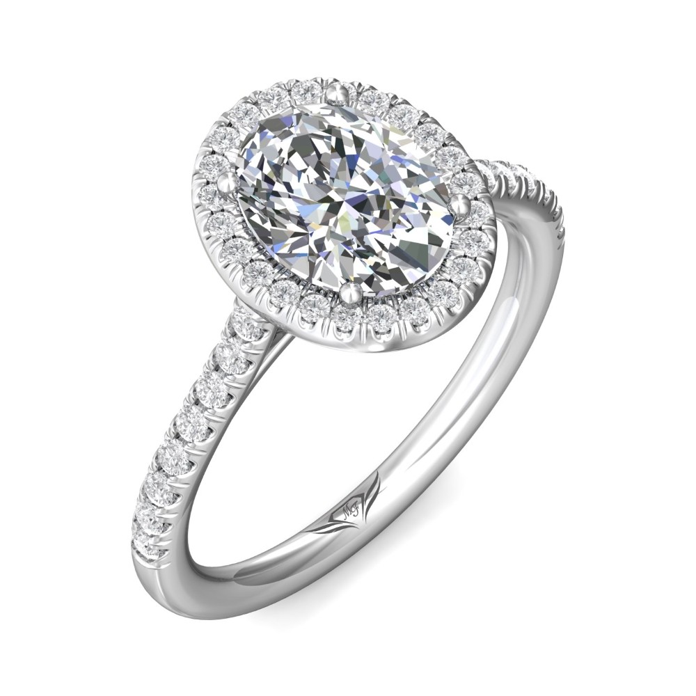 FlyerFit® 14K White Gold Micropave Halo Engagement Ring