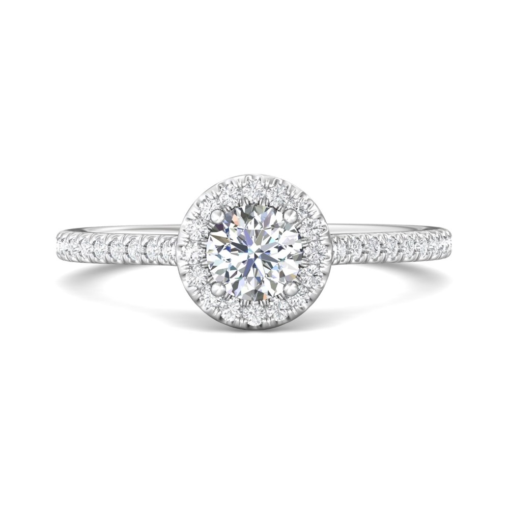 FlyerFit® 14K White Gold Micropave Halo Engagement Ring