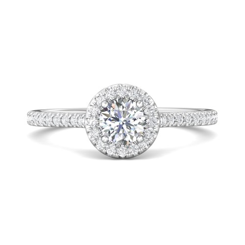 FlyerFit® 14K White Gold Micropave Halo Engagement Ring