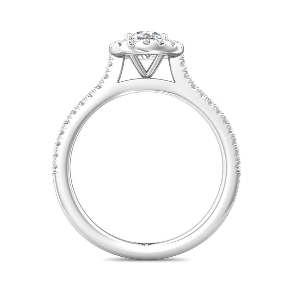 FlyerFit® 14K White Gold Micropave Halo Engagement Ring