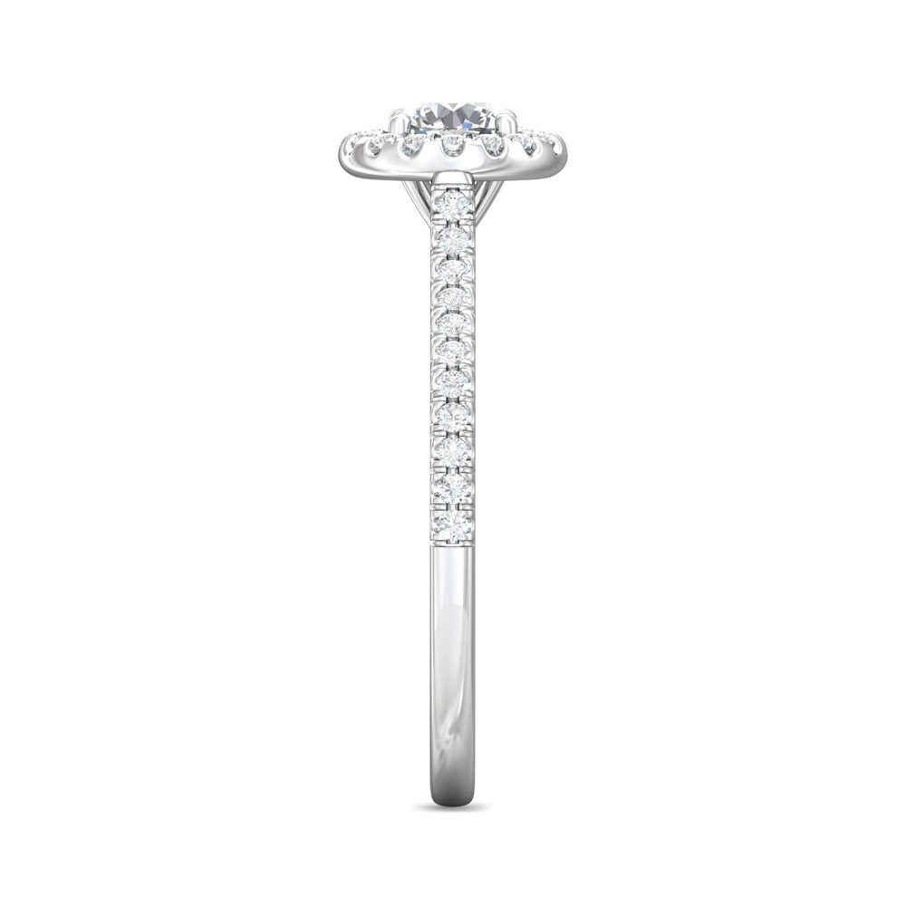 FlyerFit® 14K White Gold Micropave Halo Engagement Ring