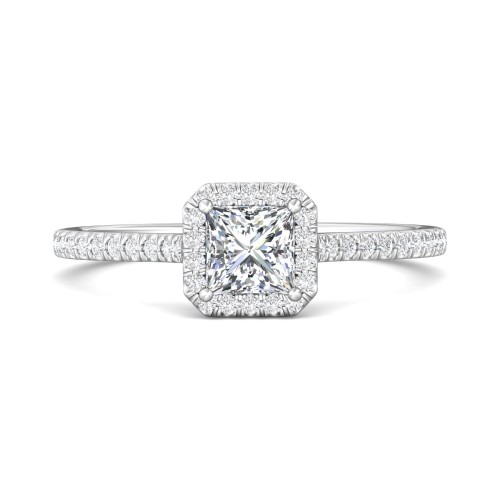 FlyerFit® 14K White Gold Micropave Halo Engagement Ring